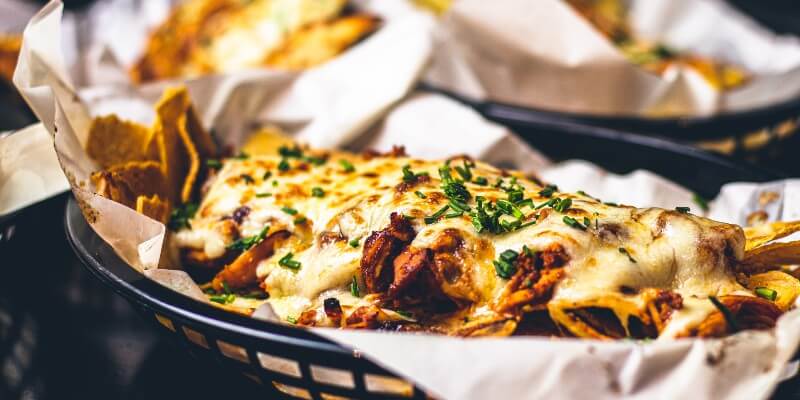 close up of nachos