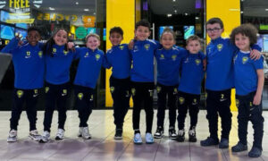 Blue team stood outside Wing Kingz