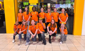 Orange team stood outside Wing Kingz