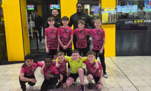 Pink team stood outside Wing Kingz